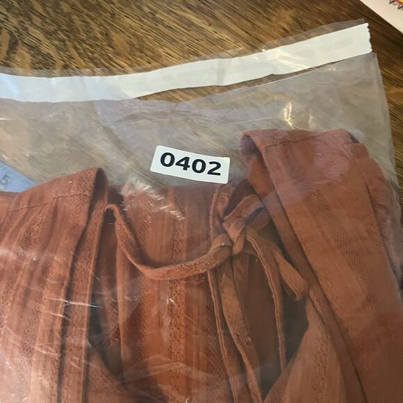 Umgee Women Milk Maid Smocked Tiered Orange Dress L Balloon Sleeve Cottage Fall - Picture 13 of 13